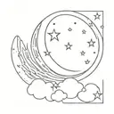 sun and clouds moon and stars forming the shape tattoo design idea