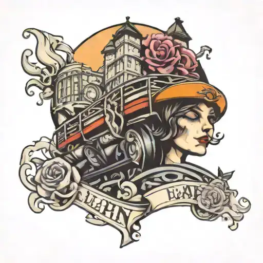 rollercoaster ride with the words 'Lean in, Breathe in' tattoo design idea