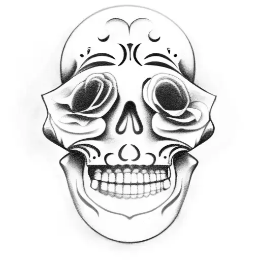 base guitar with a dia de los muertos theme tattoo design idea