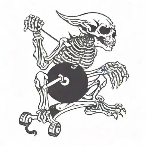 gym rat skeleton tattoo design idea