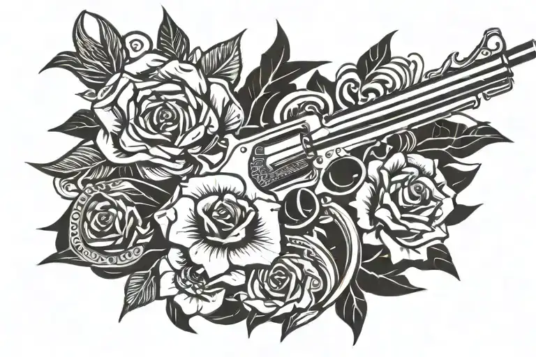 guns and roses tattoo design idea