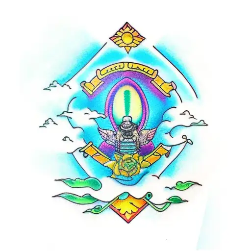 blue skies, green lights, sunshine, love, jade tattoo design idea