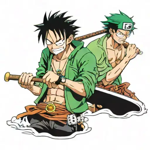 Luffy et Zoro one piece tattoo design idea