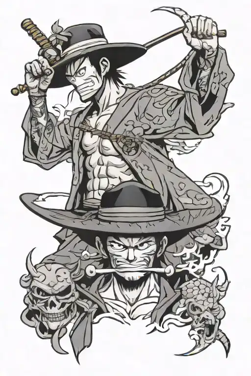 luffy et zoro mixed tattoo tattoo design idea