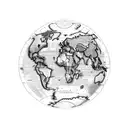 A map of the world with the client's favorite travel destinations (Australia, Canada, Colombia) marked, showcasing their love for exploring new places. tattoo design idea