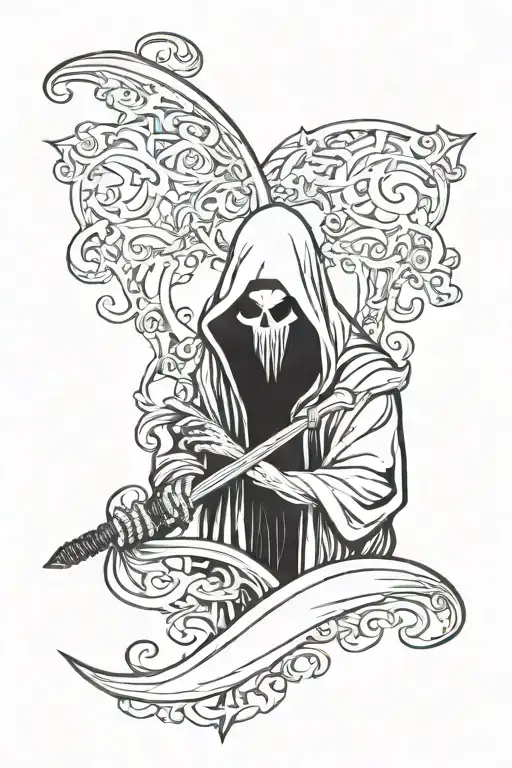 grim reaper semi colon tattoo design idea