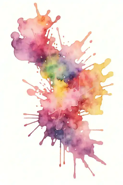 Splattered watercolours in ten intermittent colour options in one tattoo design idea