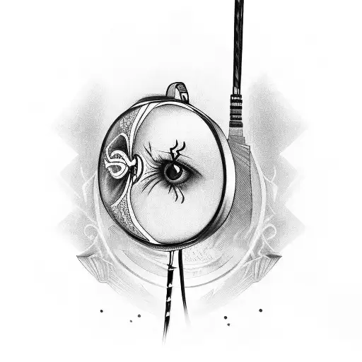 A realistic portrait of a badminton player with the New York skyline reflected in their eyes tattoo design idea