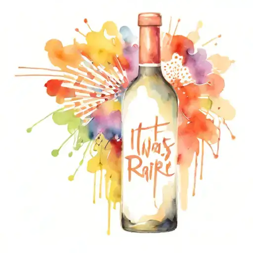 a wine bottle, 3 fireworks, traffic lights, and the words "it was rare, I was there" in script  tattoo design idea
