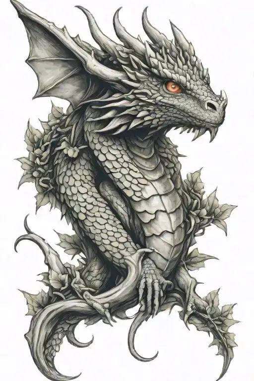 Elf, dragon, nature tattoo design idea
