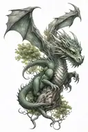 Elf, dragon, nature tattoo design idea