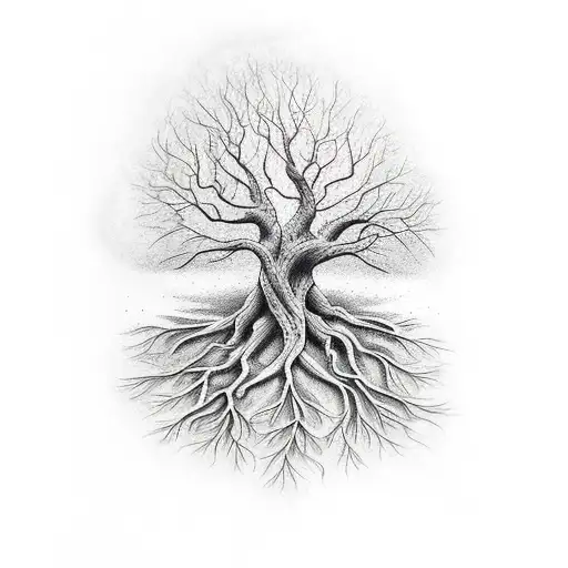 tree roots drawing tattoo