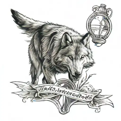 texel, airborne, wolf, oister, champagne bottle tattoo design idea