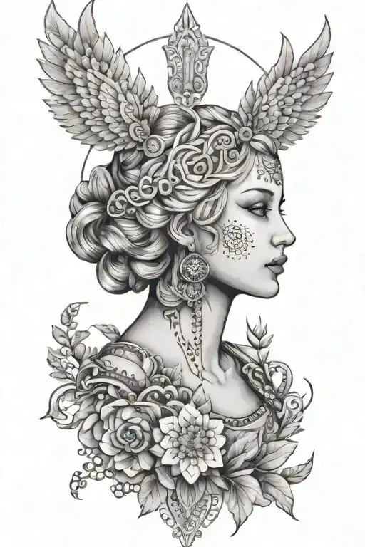 goddest hel nordic godess tattoo design idea