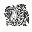 horse shoe and rooster head tattoo tattoo design idea