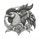 horse shoe and rooster head tattoo tattoo design idea