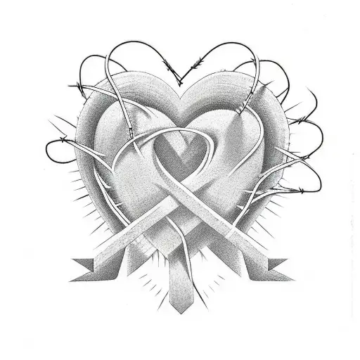 Barbed wire forming a heart shape with the word 'streetwear' inside tattoo design idea
