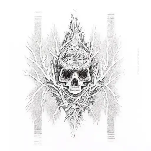 Incorporate streetwear patterns into a realistic tattoo of a dead tree to represent the client's love for both fashion and nature tattoo design idea