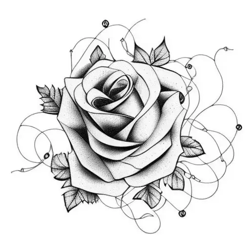 Da Vinci black rose and vines tattoo design idea