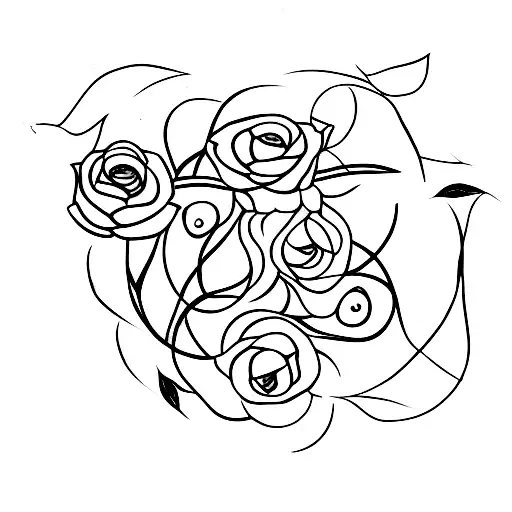 Da Vinci black rose and vines tattoo design idea