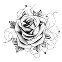 Da Vinci black rose and vines tattoo design idea