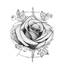 Da Vinci black rose and vines tattoo design idea