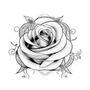 Da Vinci black rose and vines tattoo design idea