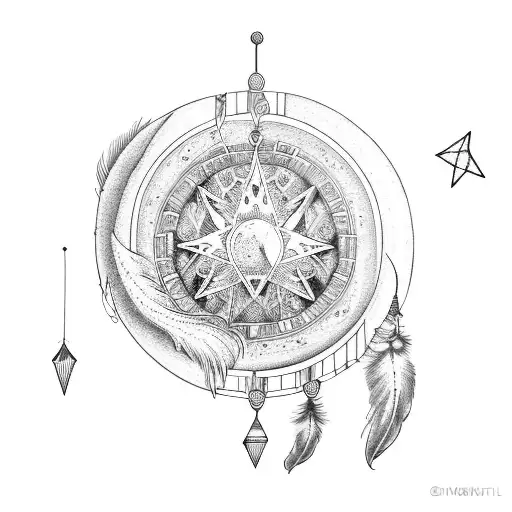 gemini, moon, dream catcher  tattoo design idea