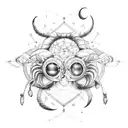 gemini, moon, dream catcher  tattoo design idea