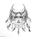 gemini, moon, dream catcher  tattoo design idea