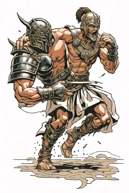 gladiator fighting tattoo design idea