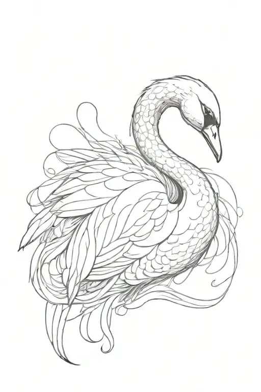 an evil swan side view tattoo design idea