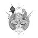 Spiritually charged, traditional style tattoo, embracing cosmic and  nature abstract.  tattoo design idea