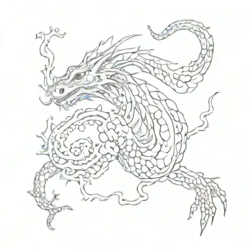 Cancer in lungs with water dragon tattoo design idea