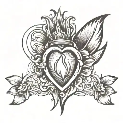 Fingerprints with the sacred heart  tattoo design idea