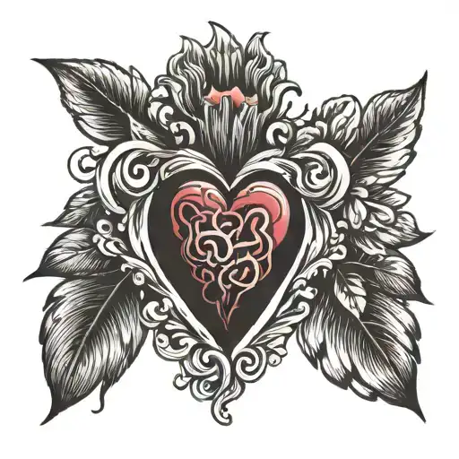 Fingerprint of your deceased mom with the sacred heart  tattoo design idea