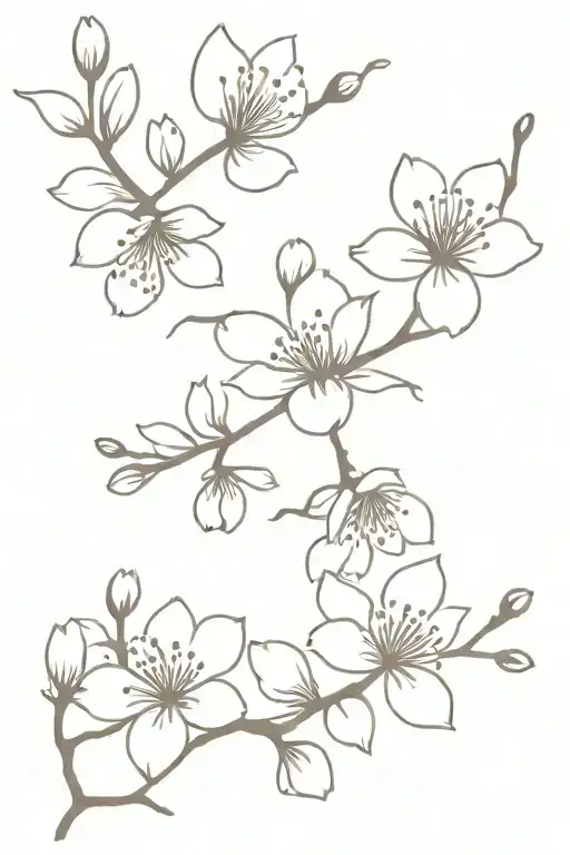cherry blossom branch petals falling tattoo design idea