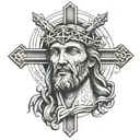Christ showing the cross to the devil tattoo design idea