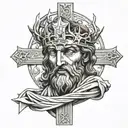 Christ showing the cross to the devil tattoo design idea