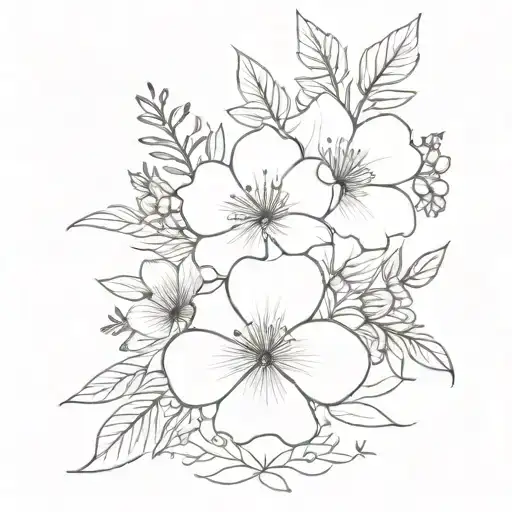 birth flower bouquet January December October  tattoo design idea