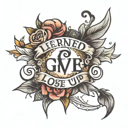 Phrase that says I learned to lose but not to give up tattoo design idea