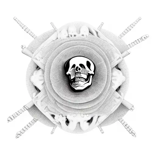 Skeletons in a round dance tattoo design idea