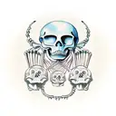 Skeletons in a round dance tattoo design idea