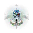 Skeletons in a round dance tattoo design idea