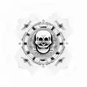 Skeletons in a round dance tattoo design idea