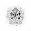 Skeletons in a round dance tattoo design idea