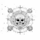 Skeletons in a round dance tattoo design idea