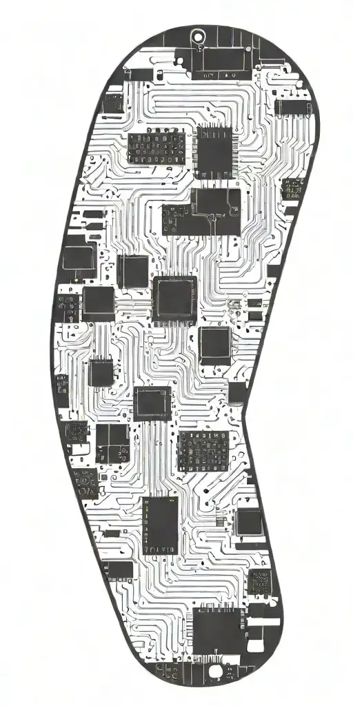 A sleek and minimalistic design of a computer chip morphing into a circuitry tattoo tattoo design idea