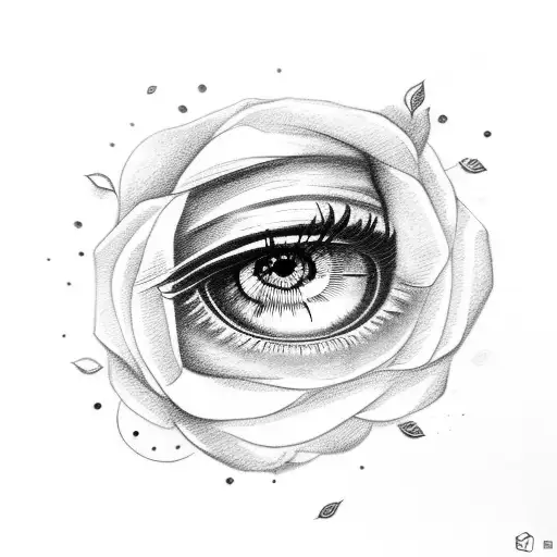 eye female, clock and rose tattoo design idea