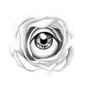 eye female, clock and rose tattoo design idea